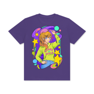 Unisex Classic Crew Neck Cotton T-Shirt - Violet Crescent, 2XL